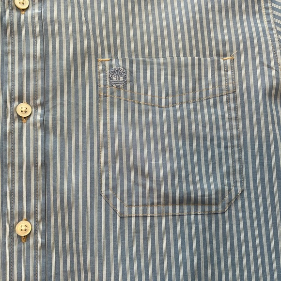 Timberland button down long sleeve shirt blue and white mens medium - Picture 5 of 9
